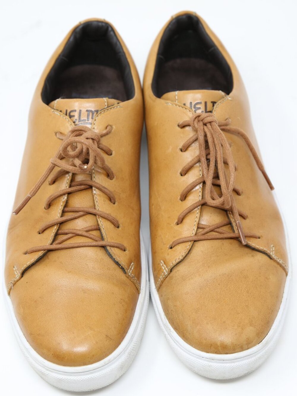 Helm The Xander Mens Size 11 M Light Brown Leather Sneakers Shoes Tan VGUC
